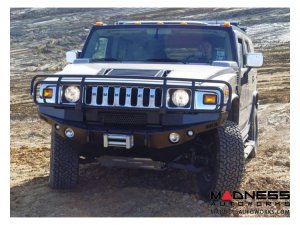 Hummer H2 Dakar Front Winch Bumper - Texture Black WARN M8000, 9.5xp